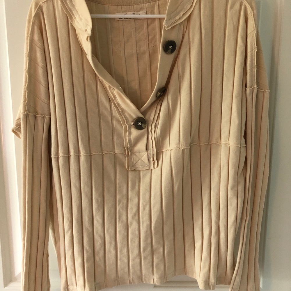 Free People long sleeve button v-neck